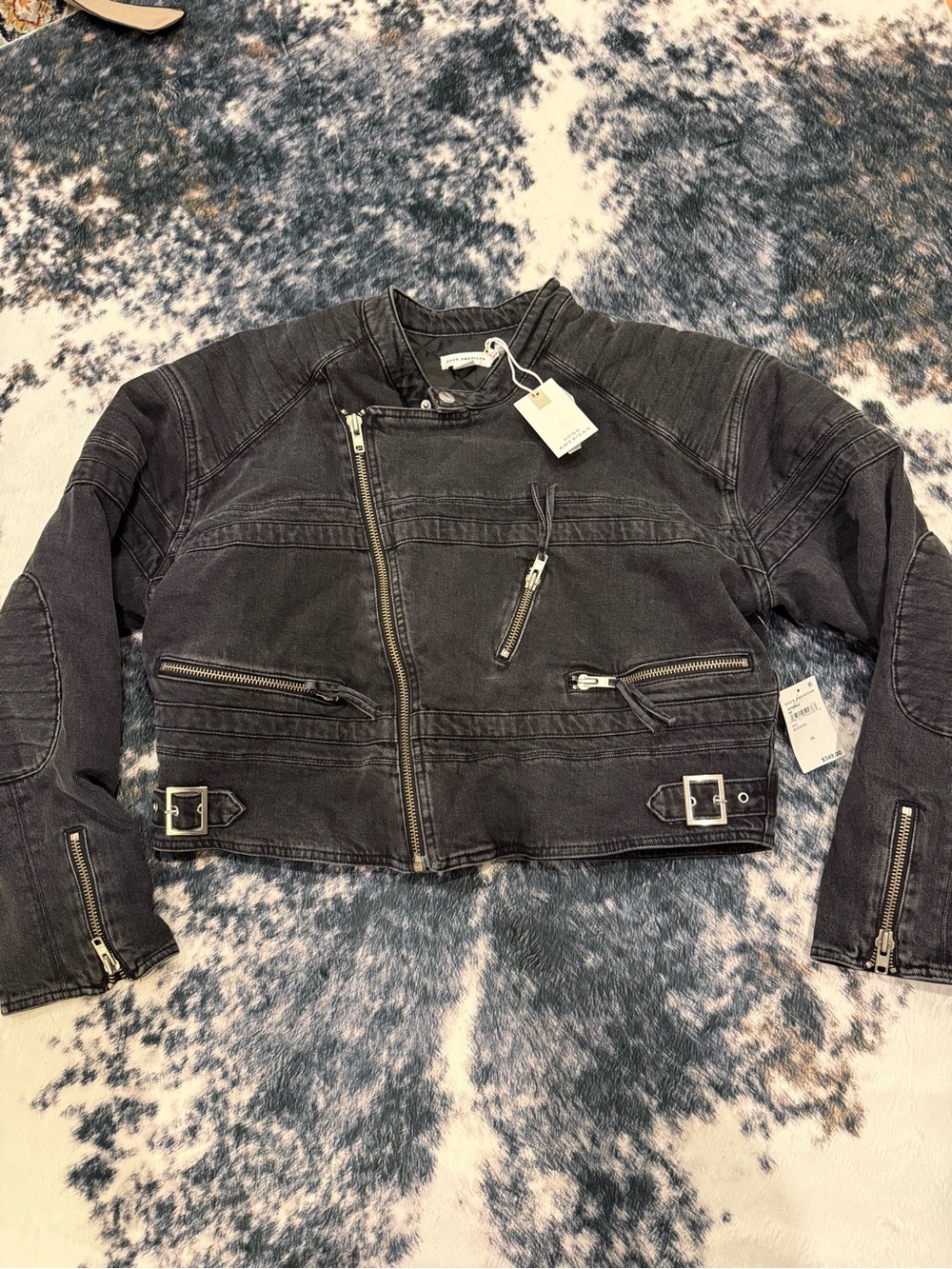 NWT Good American Jean Bomber Jacket Coat